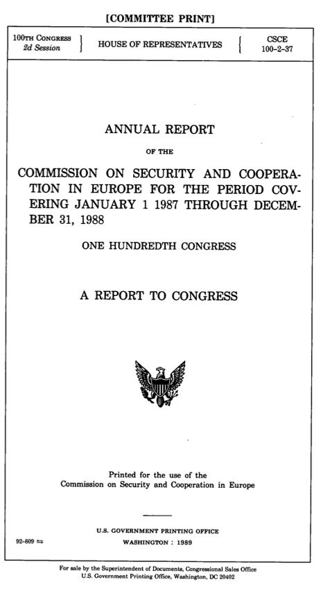 1987-1988 Helsinki Commission Report screenshot